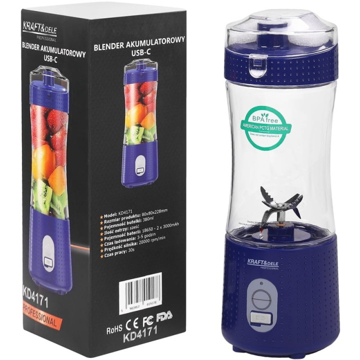 Blender akumulatorowy USB-C 380ml / 2x3000mAh KD4171
