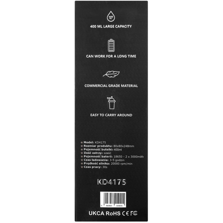 Blender akumulatorowy USB-C 400ml / 2x3000mAh KD4175