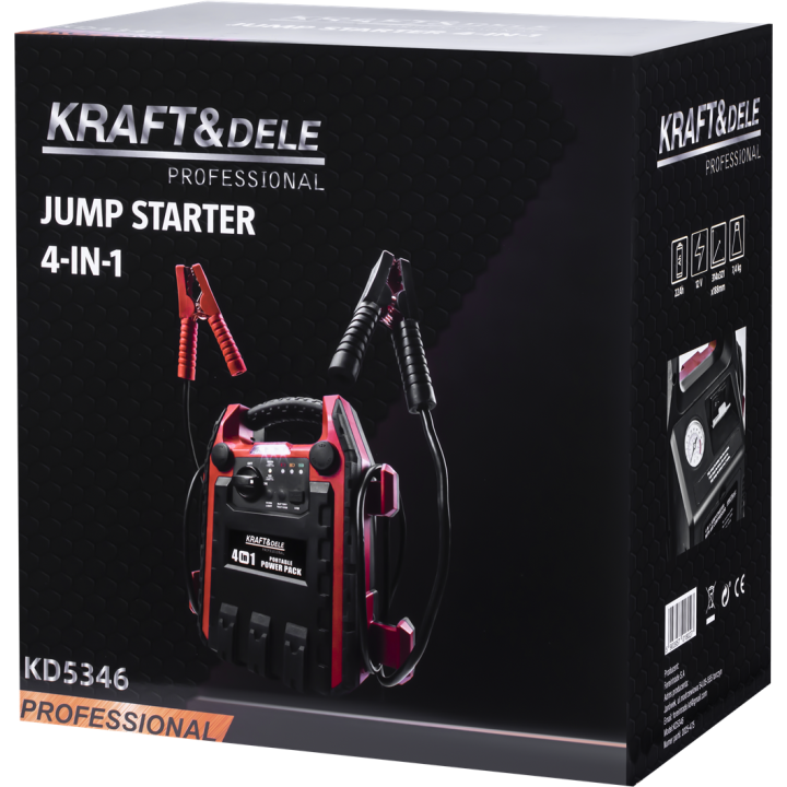 JUMP-STARTER 4w1 1200/600A 22Ah 12V + OŚWIETLENIE + KOMPRESOR KD5346
