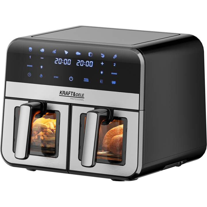 FRYTKOWNICA BEZTŁUSZCZOWA 9L 2500W DWIE KOMORY 4,5L + LCD KD4179