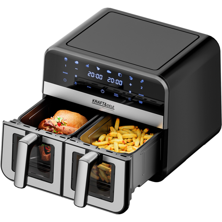 FRYTKOWNICA BEZTŁUSZCZOWA 9L 2500W DWIE KOMORY 4,5L + LCD KD4179
