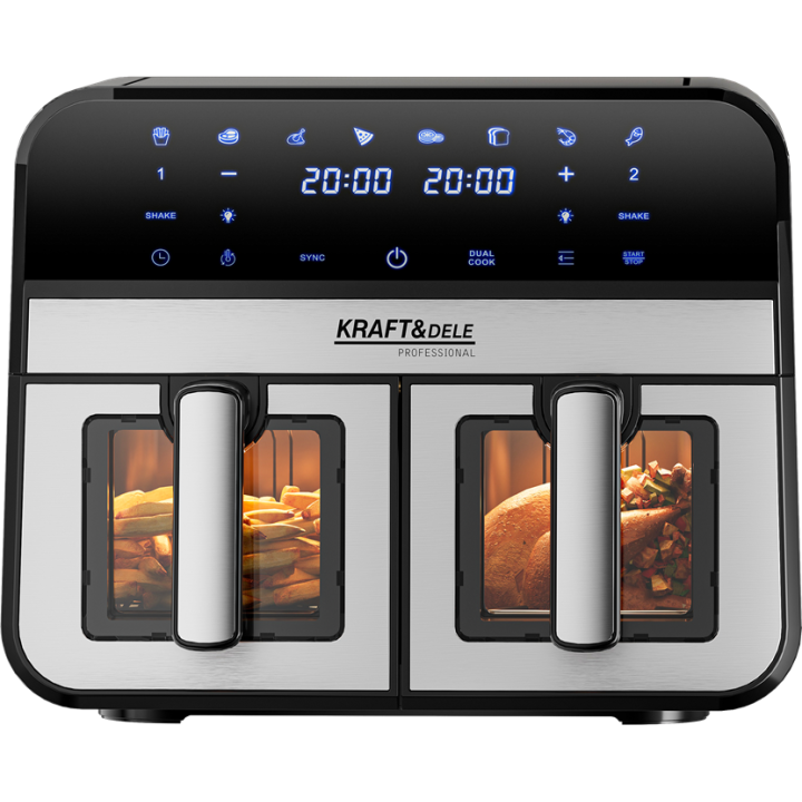 FRYTKOWNICA BEZTŁUSZCZOWA 9L 2500W DWIE KOMORY 4,5L + LCD KD4179