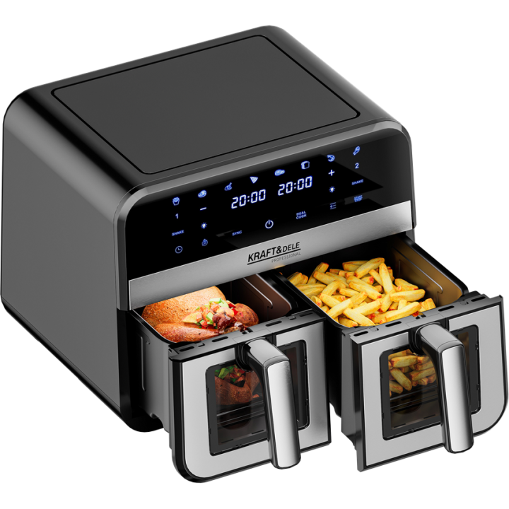 FRYTKOWNICA BEZTŁUSZCZOWA 9L 2500W DWIE KOMORY 4,5L + LCD KD4179
