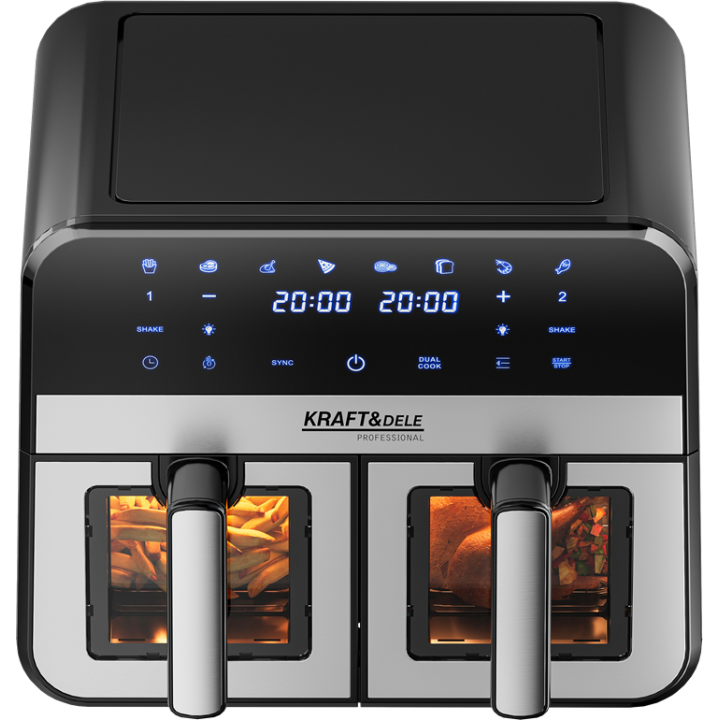 FRYTKOWNICA BEZTŁUSZCZOWA 9L 2500W DWIE KOMORY 4,5L + LCD KD4179