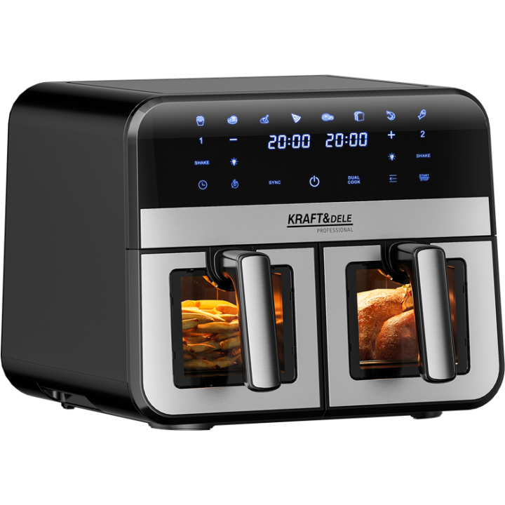 FRYTKOWNICA BEZTŁUSZCZOWA 9L 2500W DWIE KOMORY 4,5L + LCD KD4179