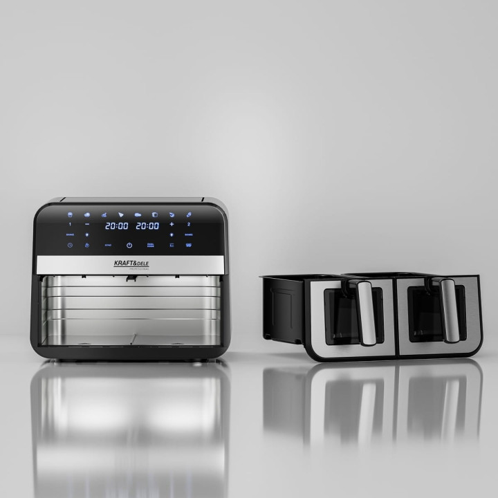 FRYTKOWNICA BEZTŁUSZCZOWA 9L 2500W DWIE KOMORY 4,5L + LCD KD4179