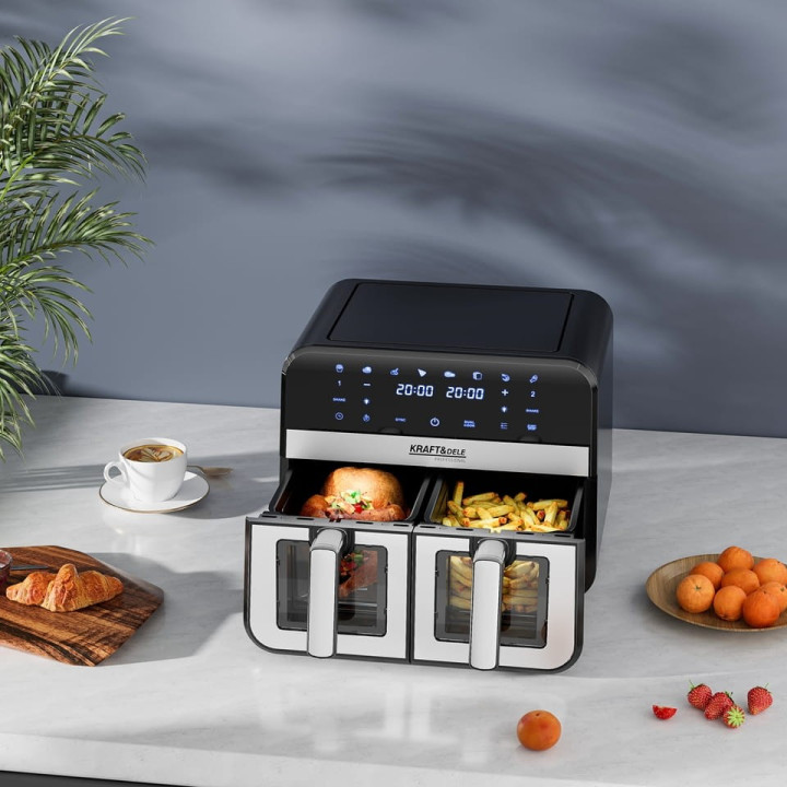 FRYTKOWNICA BEZTŁUSZCZOWA 9L 2500W DWIE KOMORY 4,5L + LCD KD4179