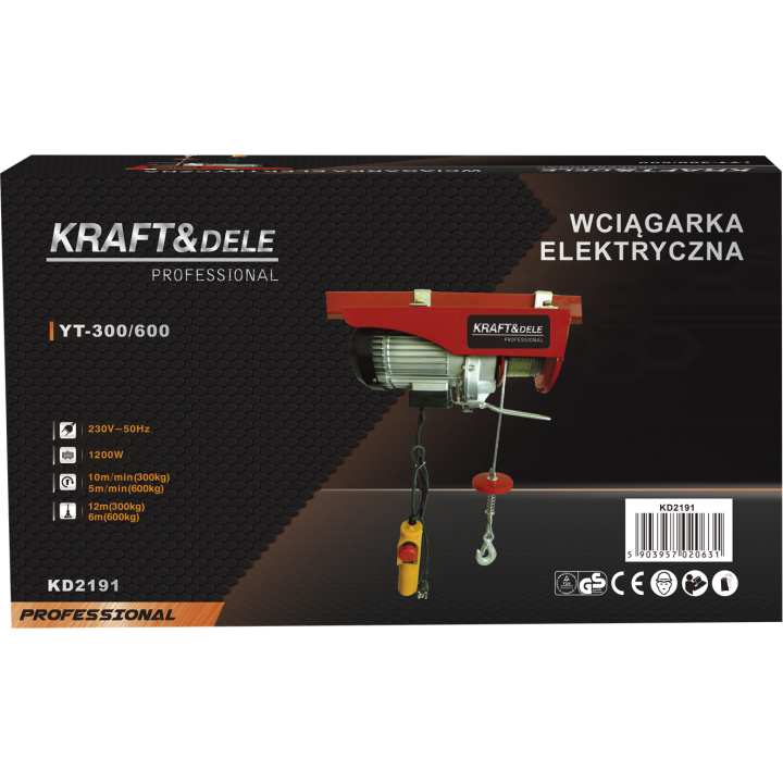 WCIĄGARKA ELEKTRYCZNA 230V 1200W 300/600kg KD2191