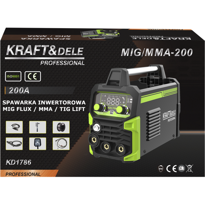 SPAWARKA INWERTOROWA MIG FLUX MMA TIG LIFT 200A KD1786
