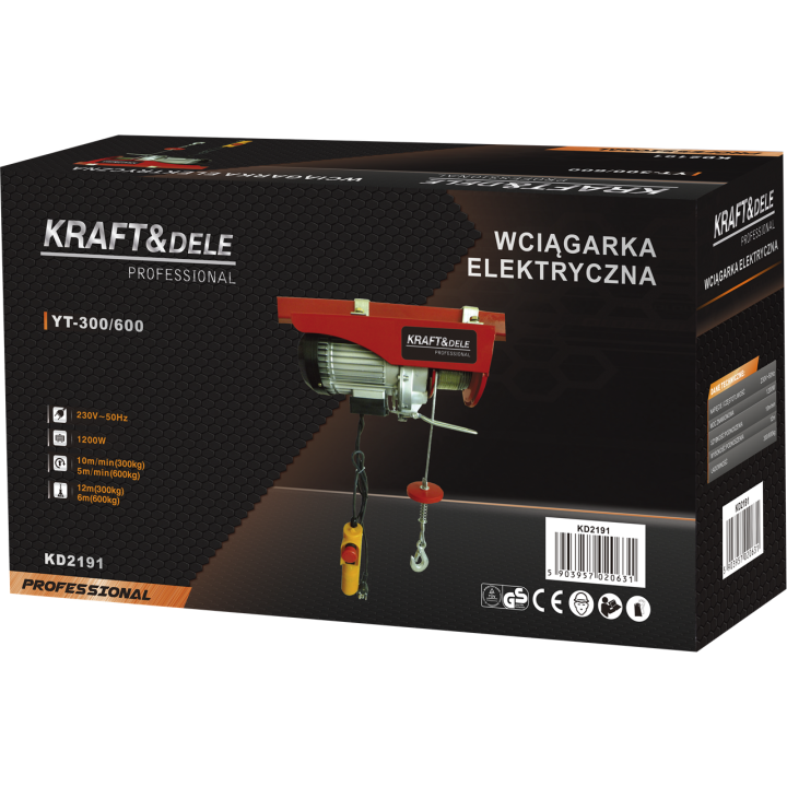 WCIĄGARKA ELEKTRYCZNA 230V 1200W 300/600kg KD2191