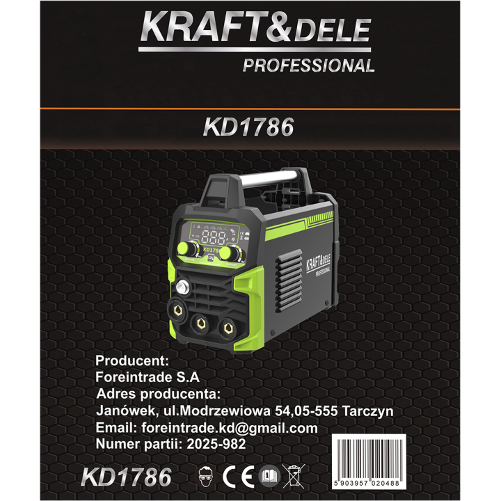 SPAWARKA INWERTOROWA MIG FLUX MMA TIG LIFT 200A KD1786