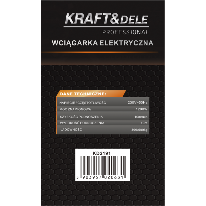 WCIĄGARKA ELEKTRYCZNA 230V 1200W 300/600kg KD2191