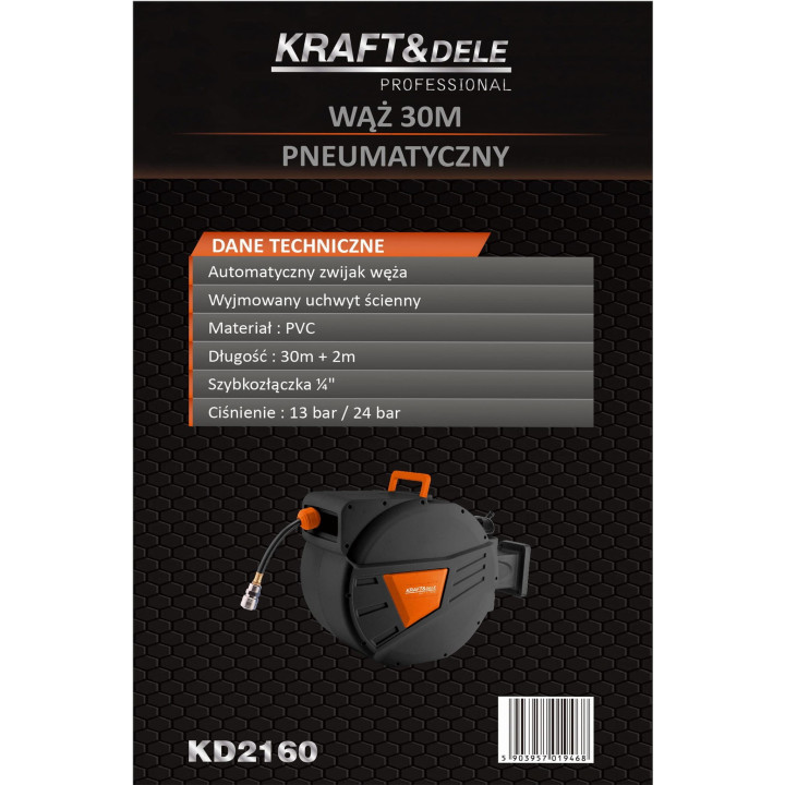 Wąż pneumatyczny zwijany 30m+2m 1/4" KD2160