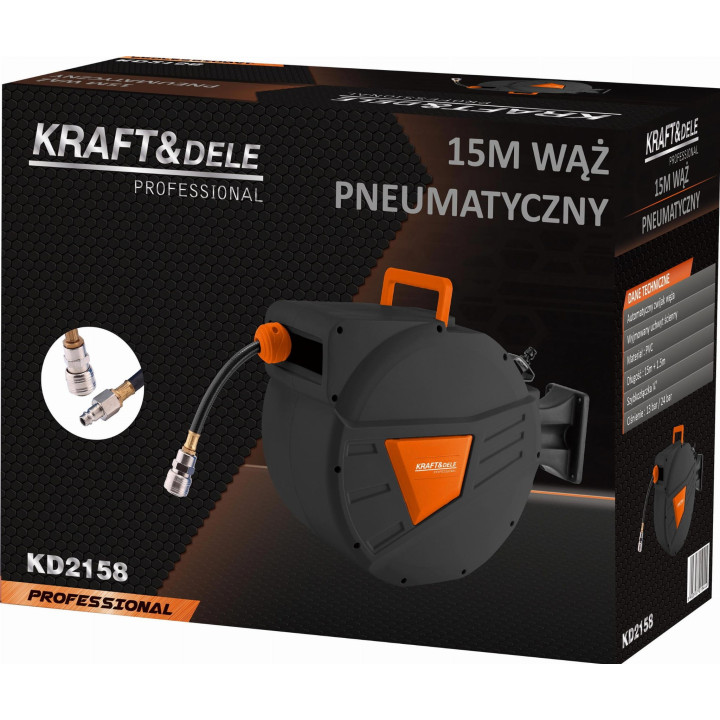 Wąż pneumatyczny zwijany 15m+1,5m 1/4" KD2158