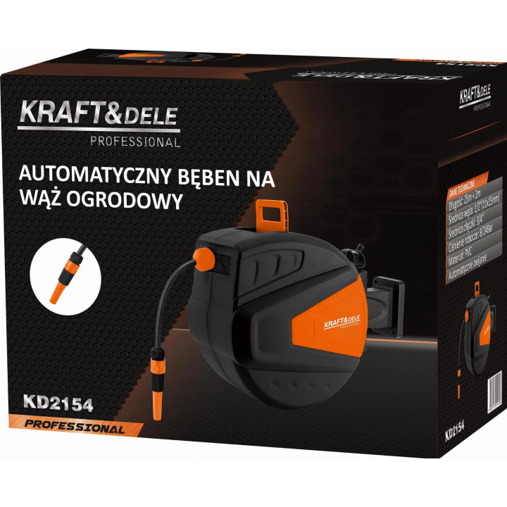 WĄŻ OGRODOWY ZWIJANY 25M+2M 1/2" KD2154