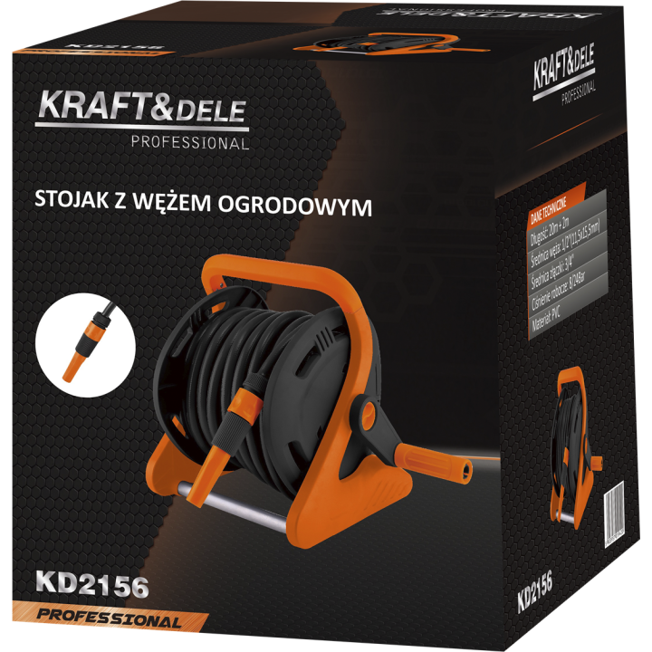 STOJAK Z WĘŻEM OGRODOWYM 20M+2M 1/2" KD2156