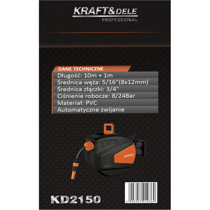 WĄŻ OGRODOWY ZWIJANY 10M+1M 5/16" KD2150