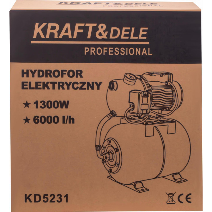 Hydrofor elektryczny do wody 24L 1300W 6000L/h KD5231