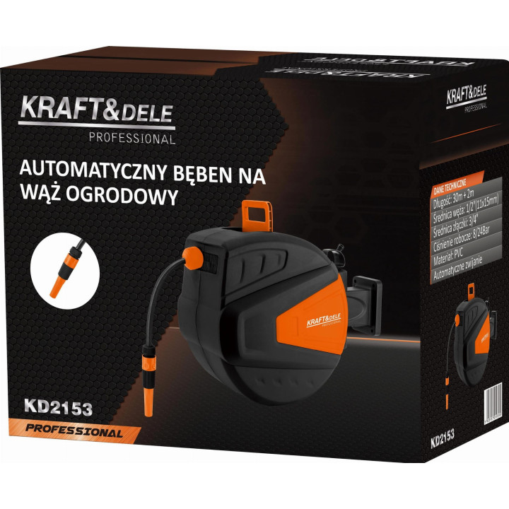 WĄŻ OGRODOWY ZWIJANY 30M+2M 1/2" KD2153