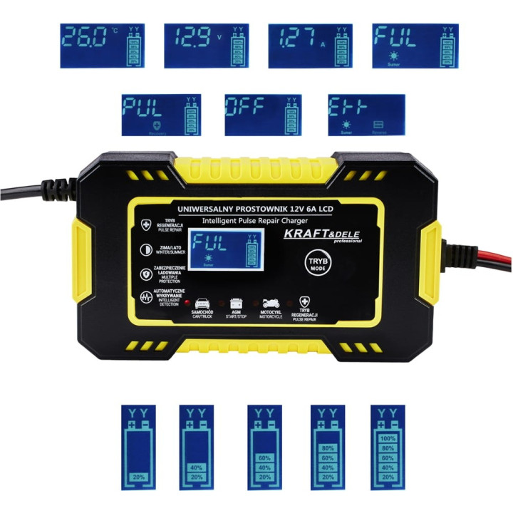 Prostownik uniwersalny 12V 6A KD1290
