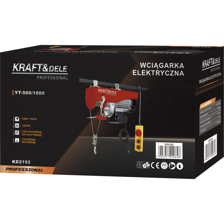 WCIĄGARKA ELEKTRYCZNA 230V 1350W 500/1000kg KD2192