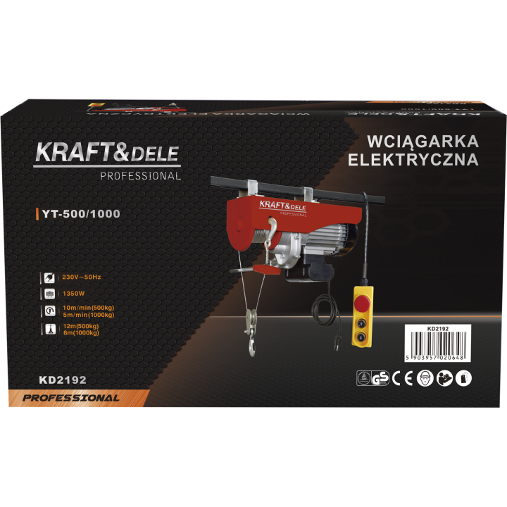 WCIĄGARKA ELEKTRYCZNA 230V 1350W 500/1000kg KD2192