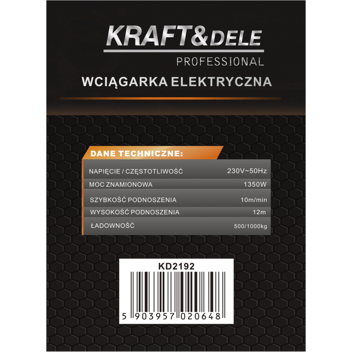 WCIĄGARKA ELEKTRYCZNA 230V 1350W 500/1000kg KD2192