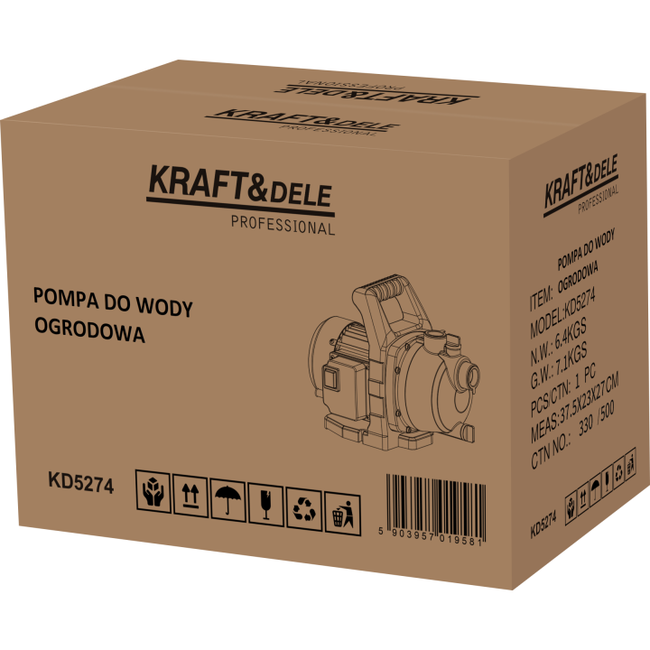 Pompa do wody ogrodowa 1500W 3700L/h KD5274