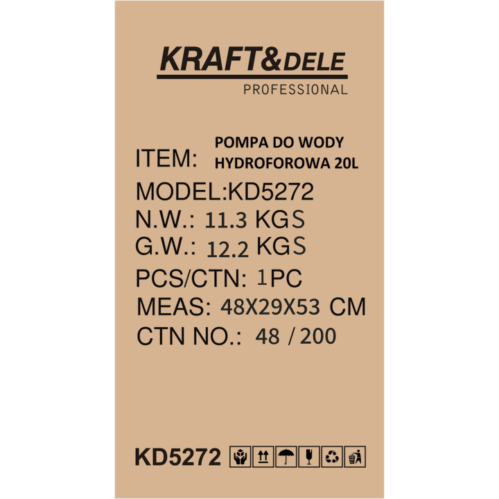 Pompa do wody hydroforowa 20L 1200W 3400L/h KD5272