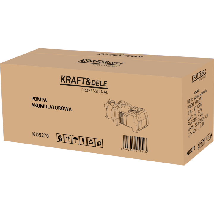 Akumulatorowa pompa ogrodowa 3500L/h 2x6Ah + ładowarka KD5270
