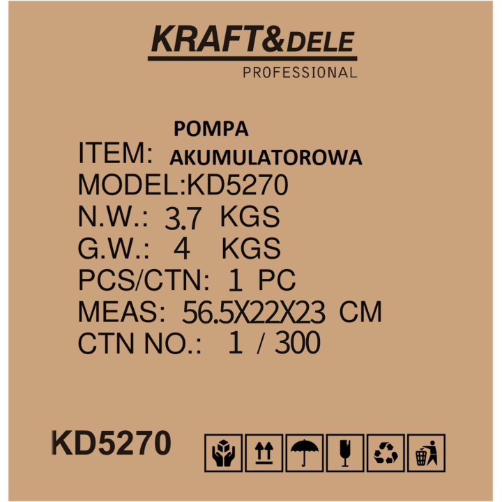 Akumulatorowa pompa ogrodowa 3500L/h 2x6Ah + ładowarka KD5270