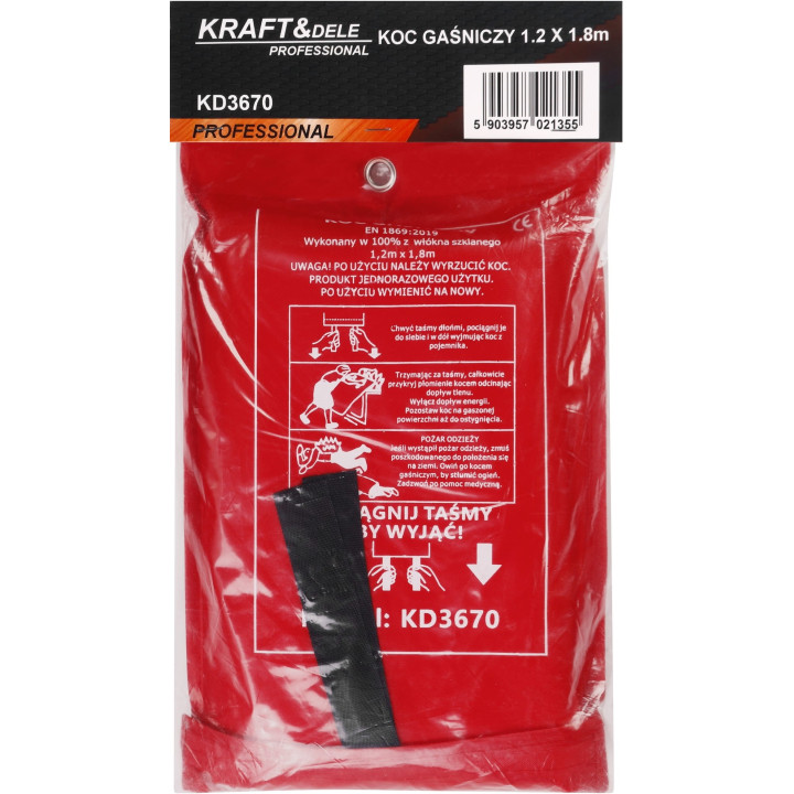 Koc gaśniczy 1,2x1,8M włókno szklane KD3670