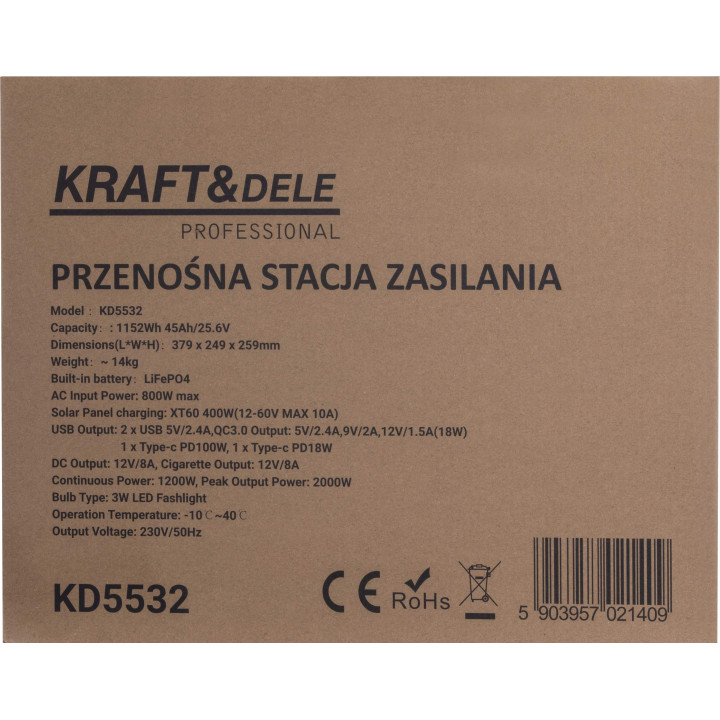 Przenośna stacja zasilania 1152Wh / 25.6V KD5532
