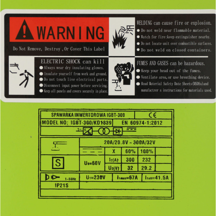 SPAWARKA INWERTOROWA MOC 330A IGBT LCD KD1839