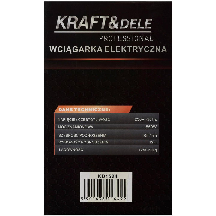 Wyciągarka elektryczna linowa 250kg KD1524