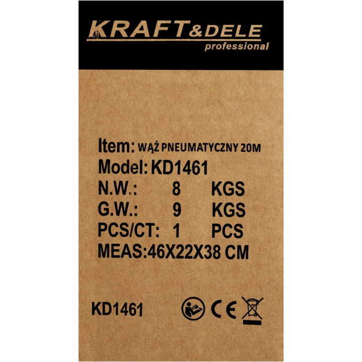 WĄŻ PNEUMATYCZNY ZWIJANY 20M 1/4" KD1461