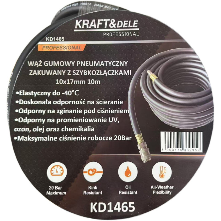 Wąż pneumatyczny zakuwany 10x17mm 10m KD1465
