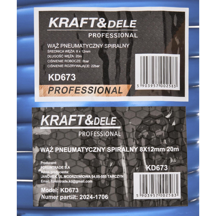 Wąż pneumatyczny 8x12mm 20m KD673