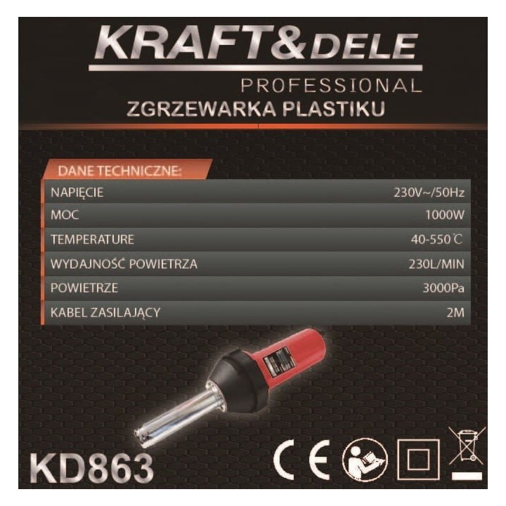 Zgrzewarka do plastiku 1000W / 230V KD863